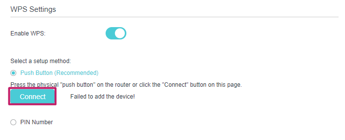 locate the connect button in Advanced > Wireless > WPS page