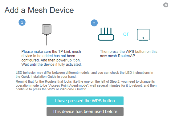 introduction window of adding a mesh device
