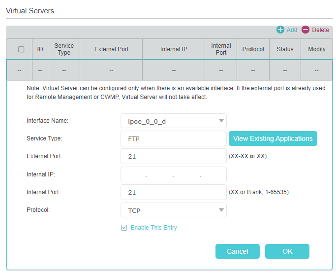 locate the Service Type drop-down list