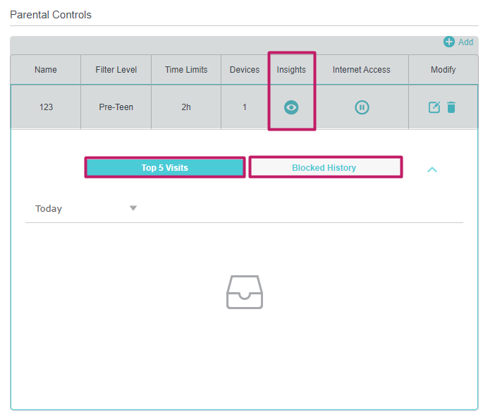 the parental control profiles list