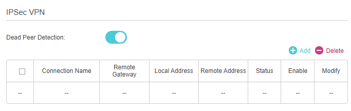 Advanced > VPN > IPSec VPN page