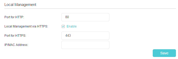 Local Management page