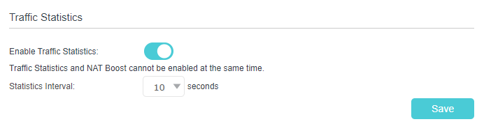 Advanced > System Tools > Traffic Statistics page