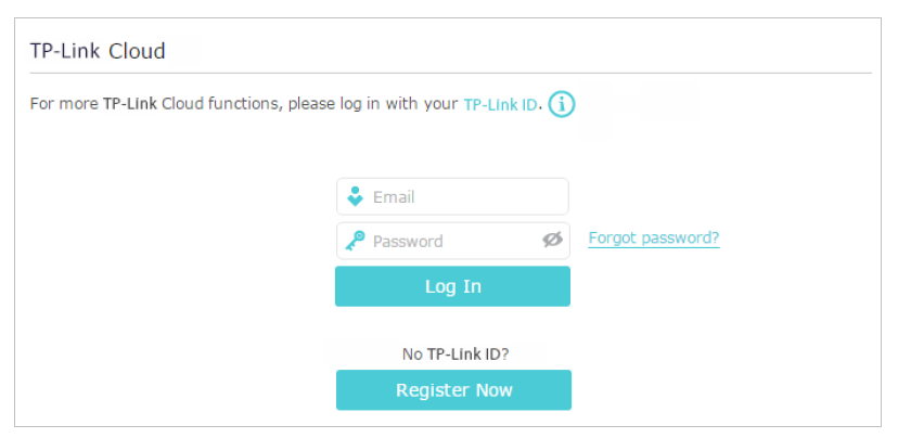 Click Register Now and follow the instructions to register a TP-Link ID