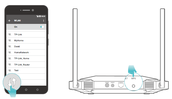 Connect via the WPS button on the access point