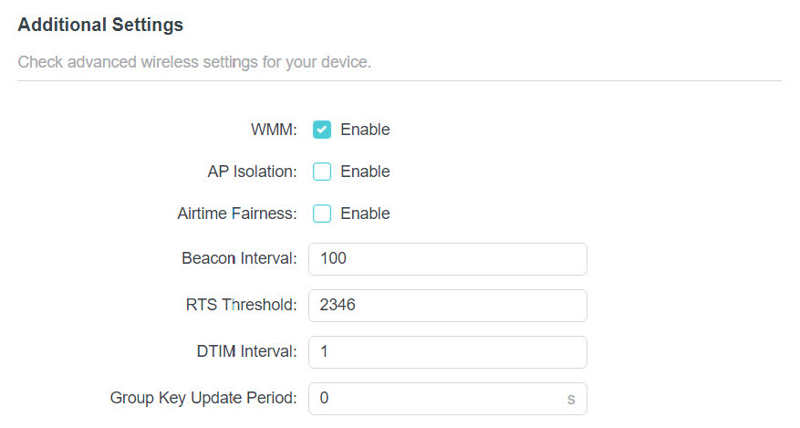 the advanced settings of your wireless network
