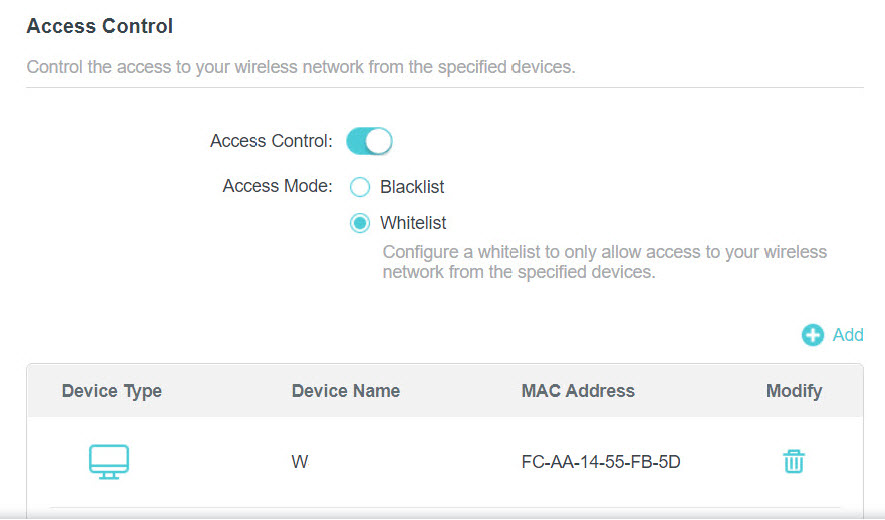 Click Whitelist and click SAVE. Your current device will be automatically added to the whitelist.