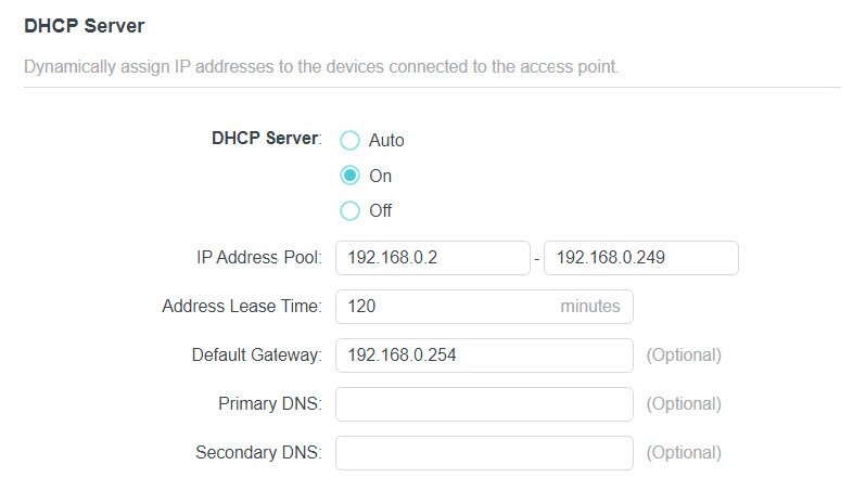 Screenshot highlighting the step to enable the DHCP server.