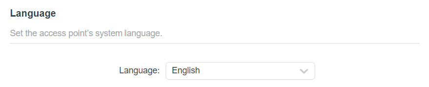 Screenshot showing a dropdown menu for selecting system language.