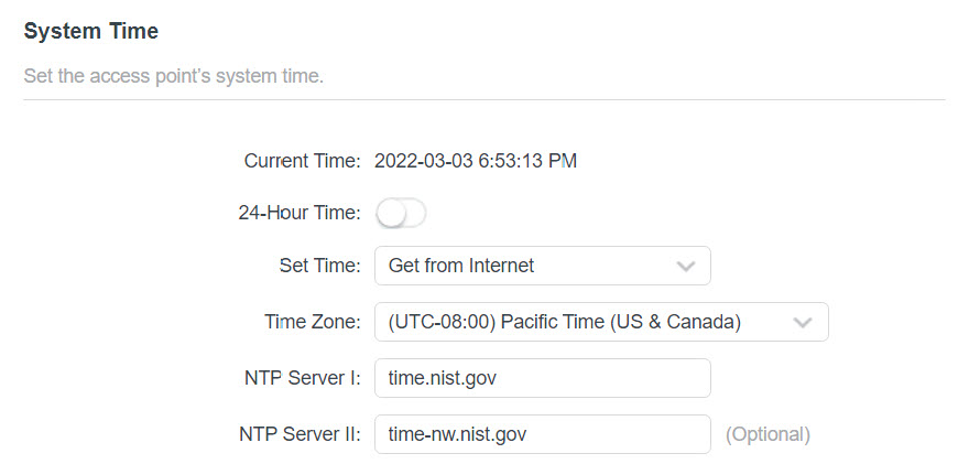 Visual guide on how to set system time using an internet source.
