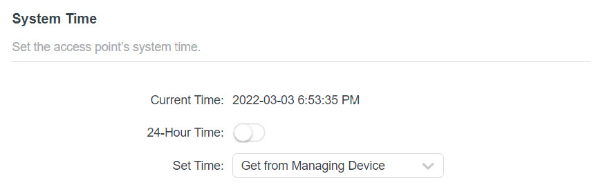 In the Set Time field, select Get from Managing Device.