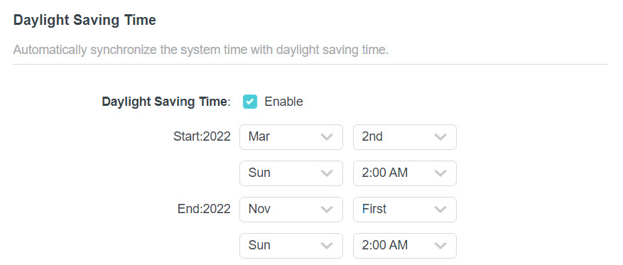 set up Daylight Saving Time