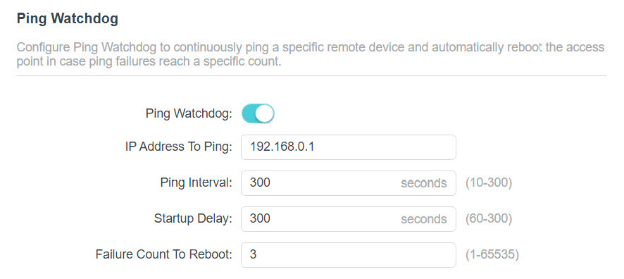 System > Ping Watchdog.