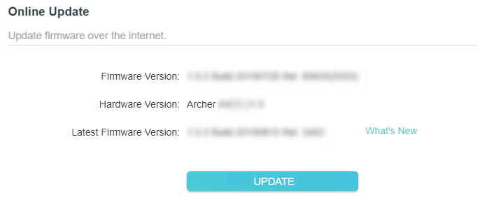Click UPDATE if there is new firmware.