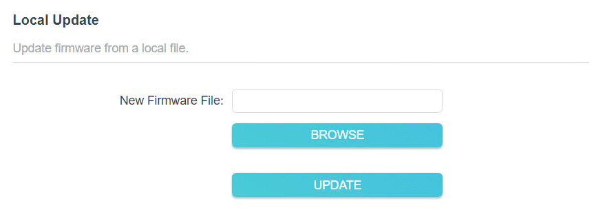click BROWSE to locate the downloaded new firmware file, and click UPDATE.