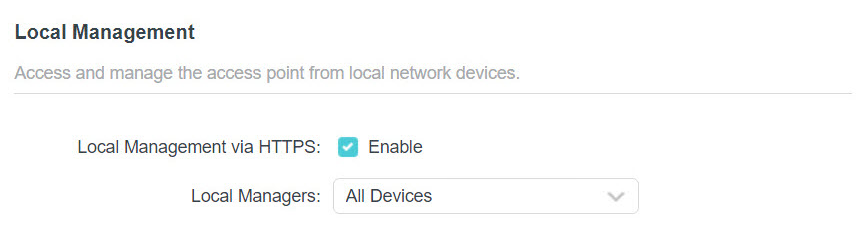 Select All Devices for Local Managers.