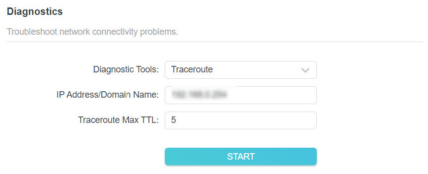 Choose Traceroute as the diagnostic tool.