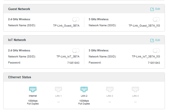 details page including guest network and so on