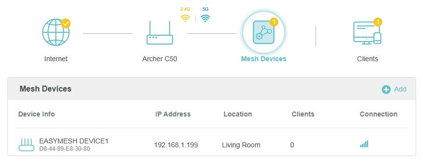 located the mesh devices icon