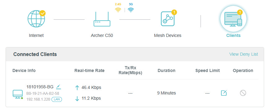 located the mesh clients icon