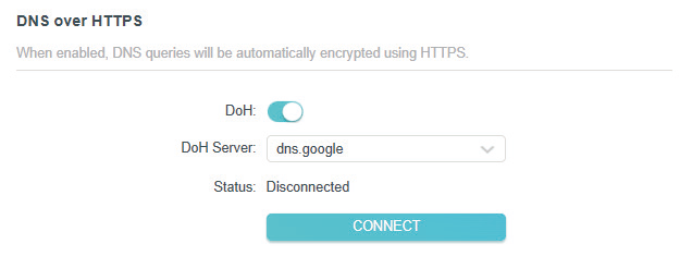 DNS over HTTPS section