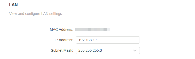Advanced > Network > LAN page