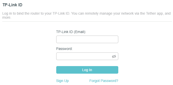 TP-Link ID login section
