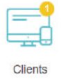 clients icon with computer logo