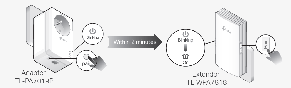 the network typology displaying how to pair the adapter and extender 