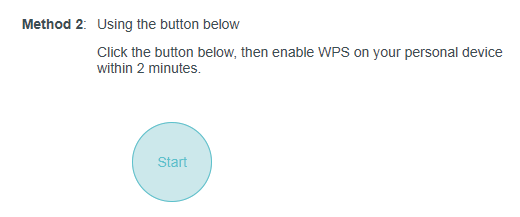 Advanced > Wireless > WPS page with the Start button