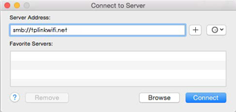 Type the server address smb://tplinkwifi.net 