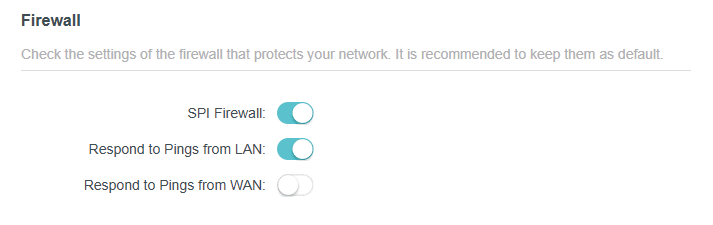 Advanced > Security > Firewall page