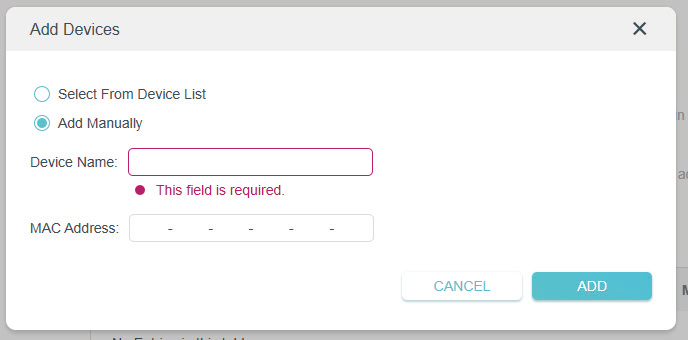 the add manually option is selected