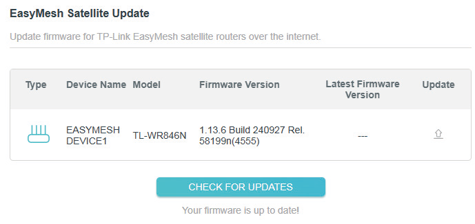 easymesh satellite update page