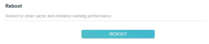 Reboot page with Reboot button