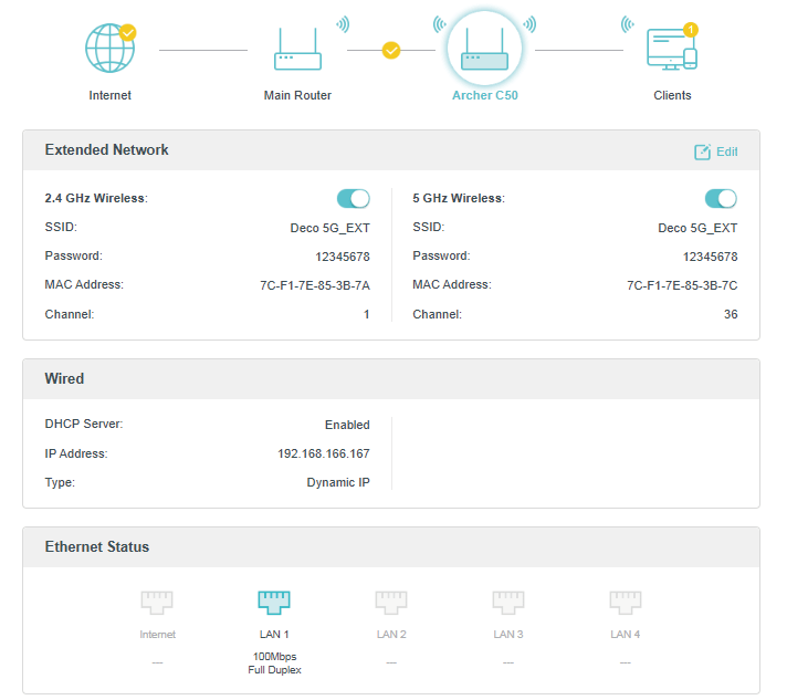 located the mesh client icon when the Router is in Range Extender Mode