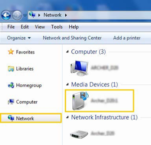 Go to Computer > Network, then click the Media Server Name in the Media Devices section.