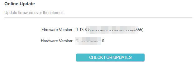 Update page with the button of check online update when the Router is in Range Extender Mode