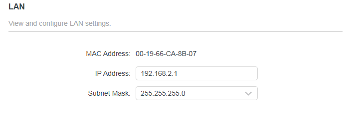 Advanced > Network > LAN.