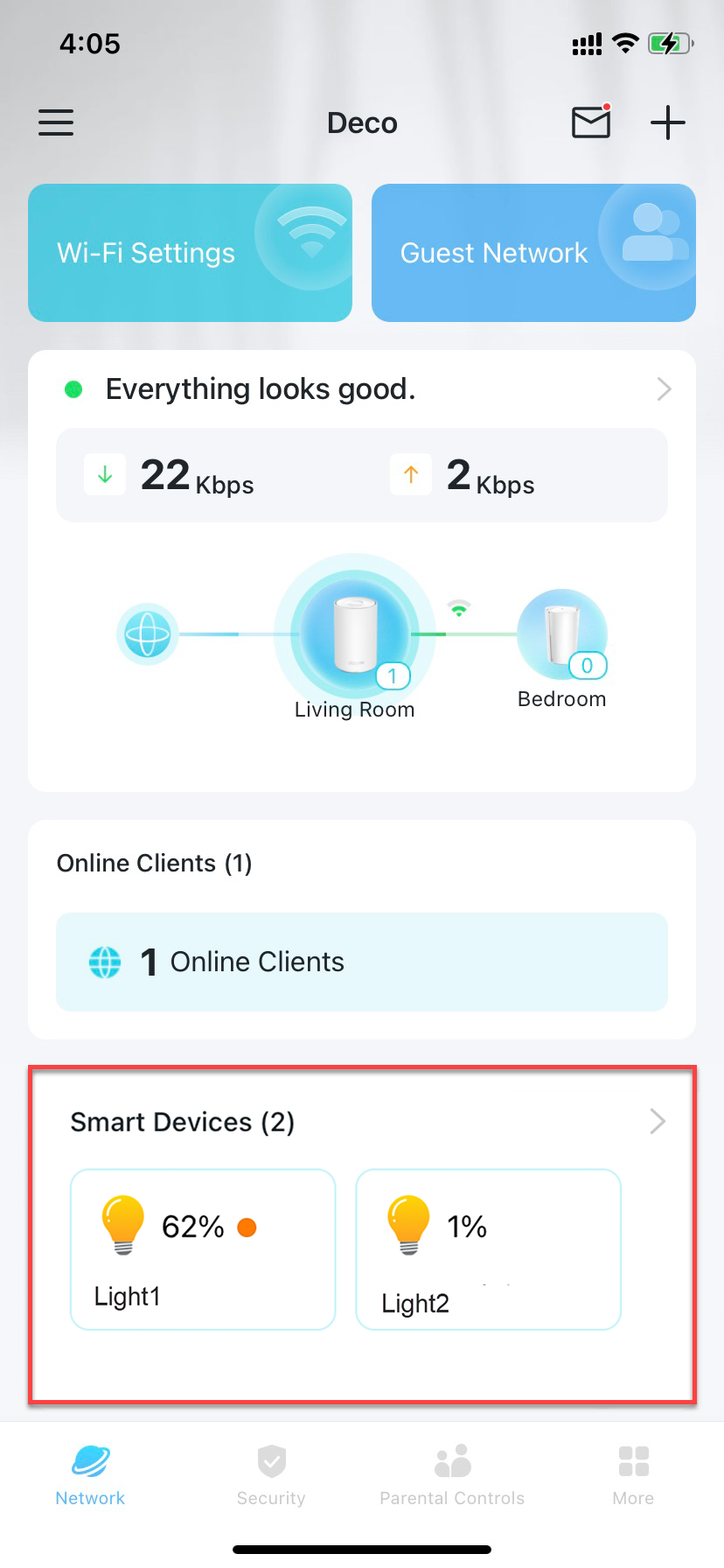Locate the Smart Home module on the homepage in the Deco app