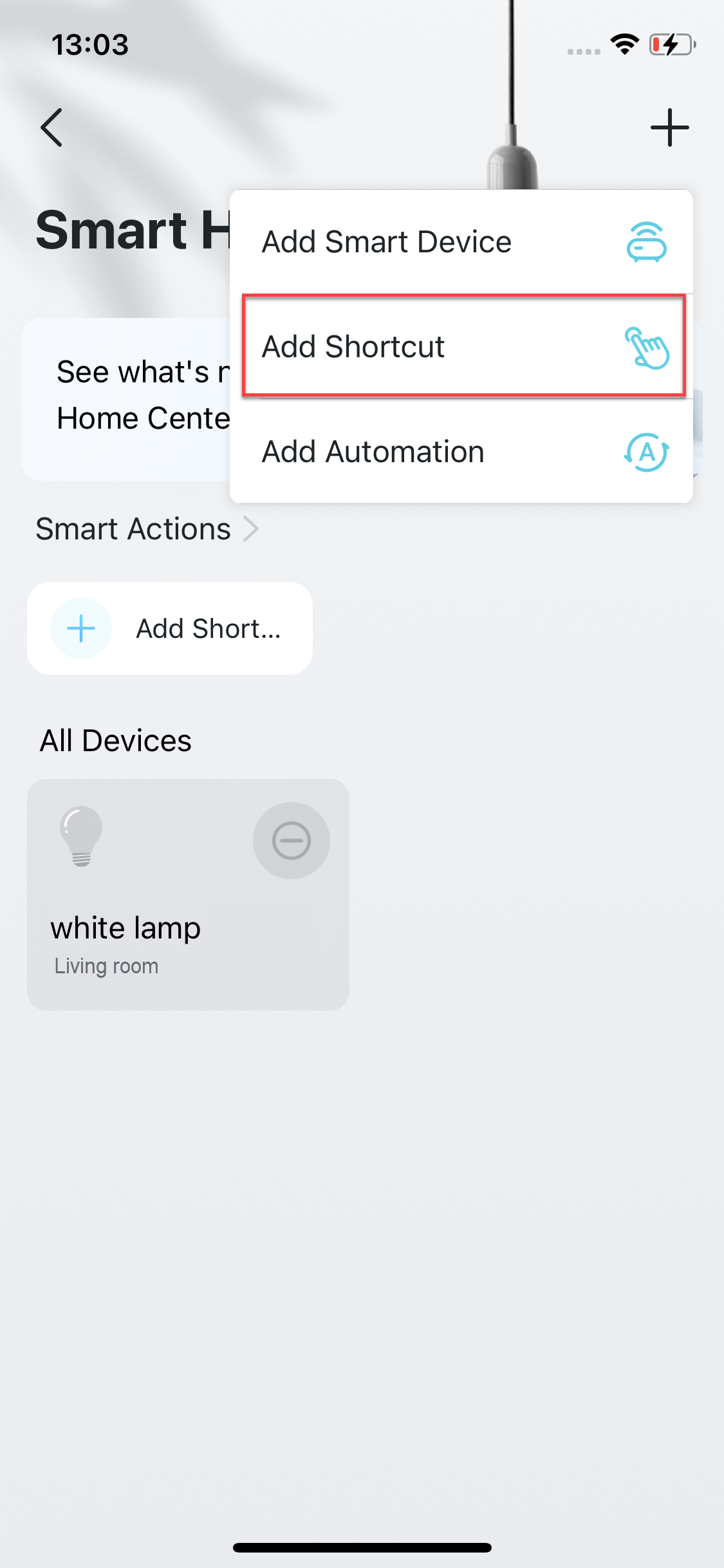Locate the Add button and the Add Shortcut option