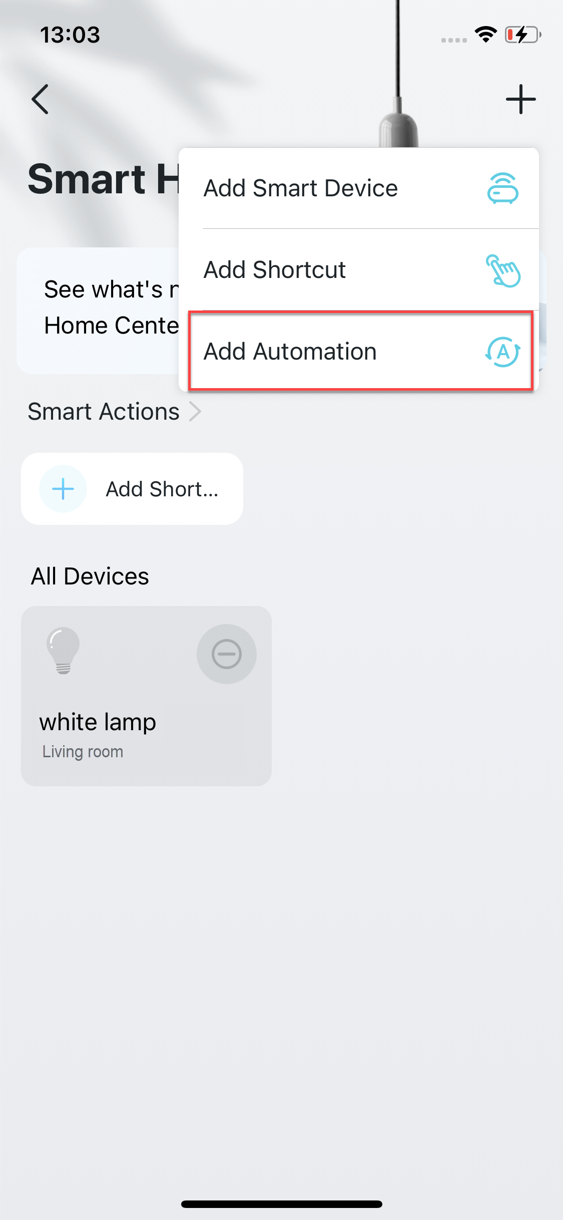 Locate the Add button and the Add Automation option