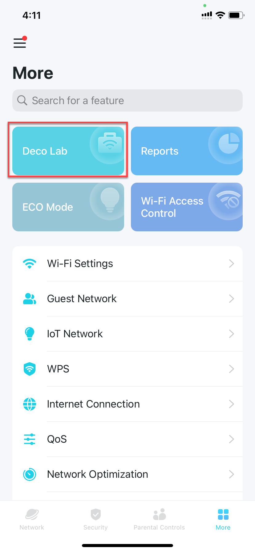 Locate Deco Lab in More tab