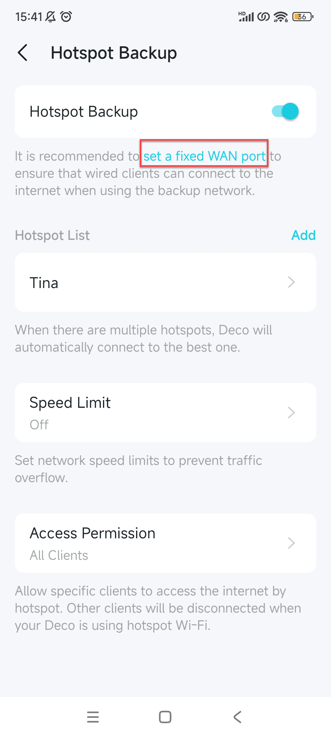 locate set a fixed WAN port button