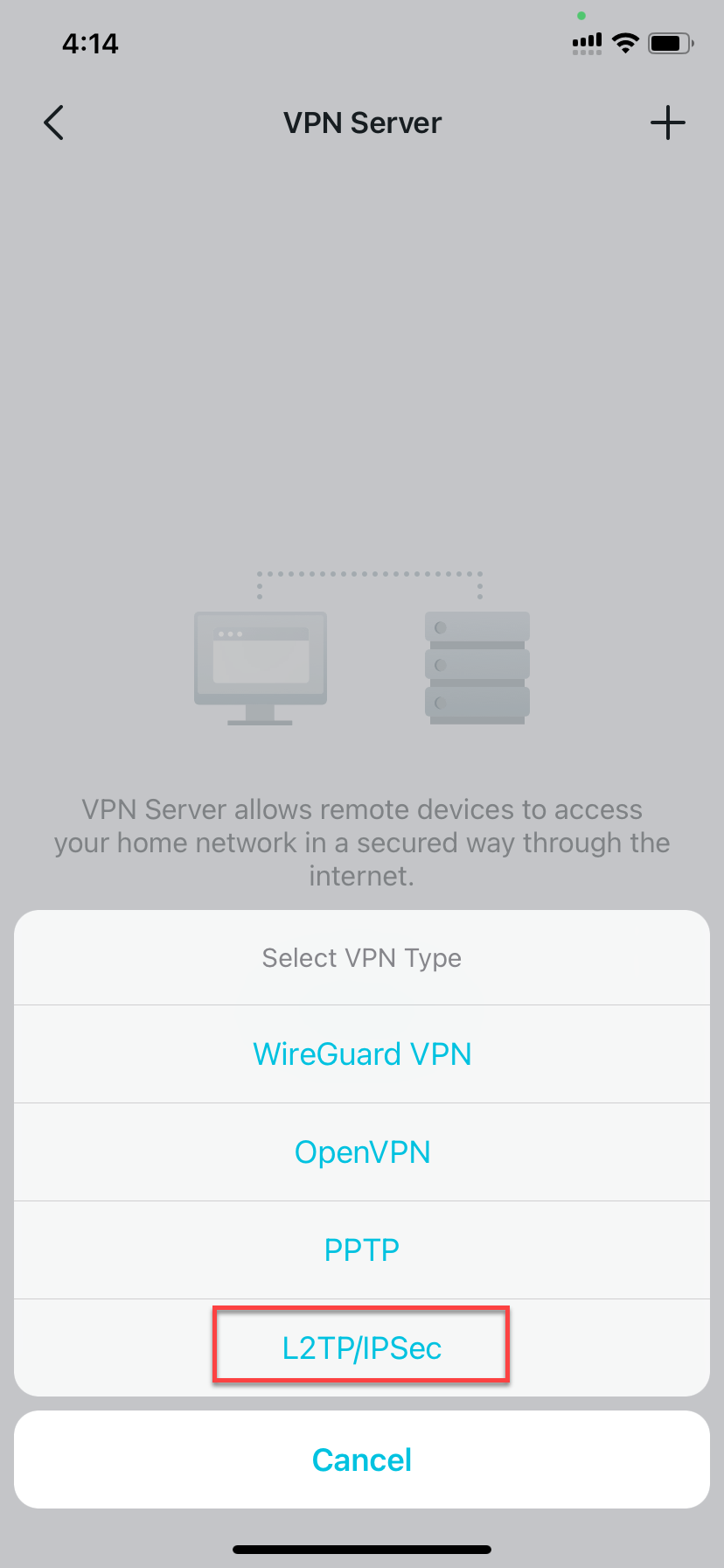 locate L2TP/IPSec button