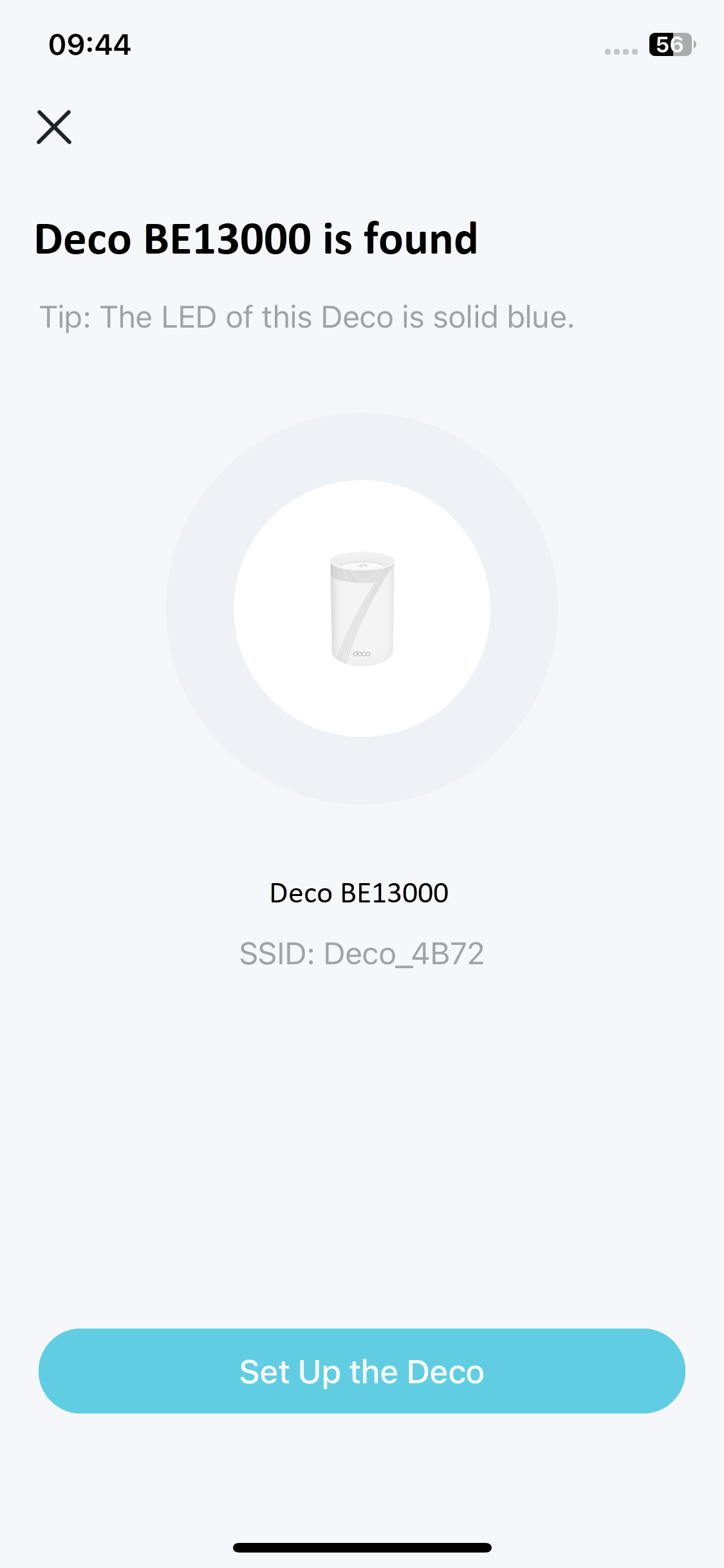 Image displaying your Deco is found by the app.