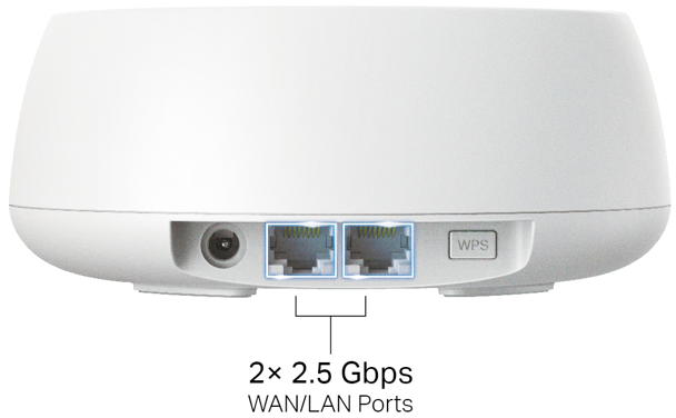 Product image displaying the ports and buttons on the back of Deco