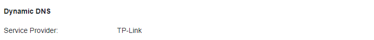 an image displaying text: Dynamic DNS, Service Provider: TP-Link.