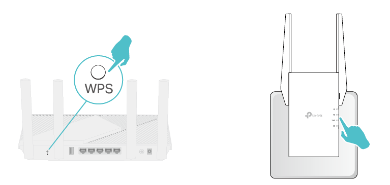 Press the WPS buttons on your router and Range extender