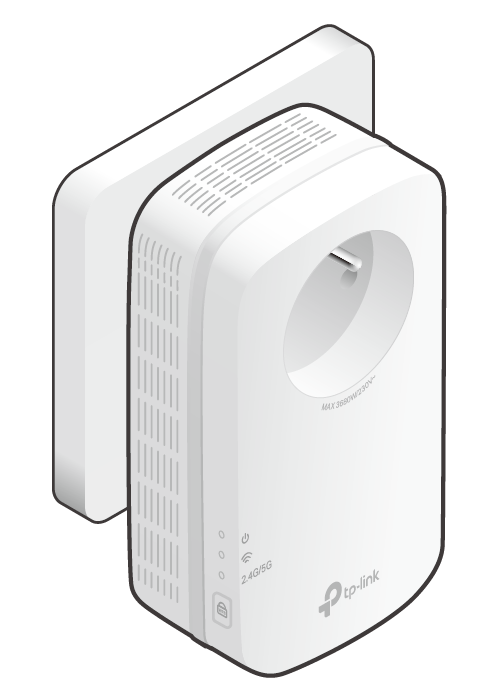 The Range Extender is in upright direction. The power LED is solid on